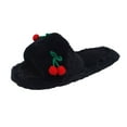thumbnail image 1 of Vedolay Women's Slippers Fuzzy Plush Cozy Winter Bedroom Shoes Slippers for Indoor Black,37, 1 of 5