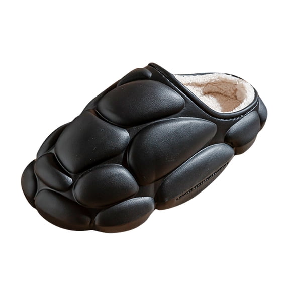 Vedolay Women's Slippers Indoor Cute House Bedroom Fuzzy Cozy Shoes Non-Slip Home Slipper Black,39