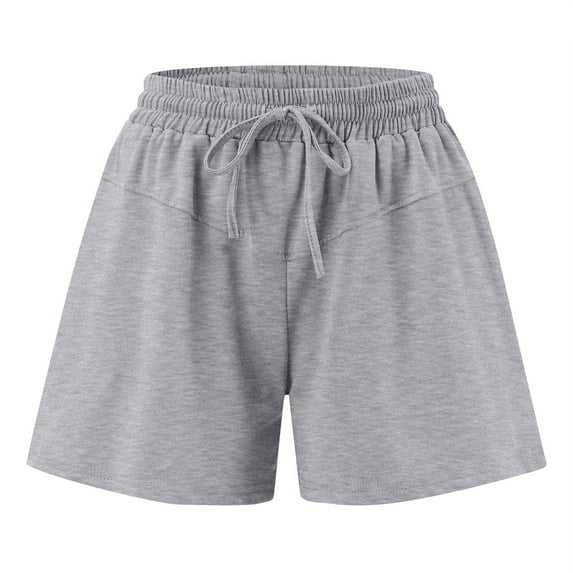 Vedolay Women's Summer Drawstring Elastc Waist Solid Color Casual Shorts,Grey XL