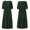 thumbnail image 1 of Vedolay Women's Summer Dresses Puff Sleeve Crew Neck Solid Long Dresses,Green XL, 1 of 3