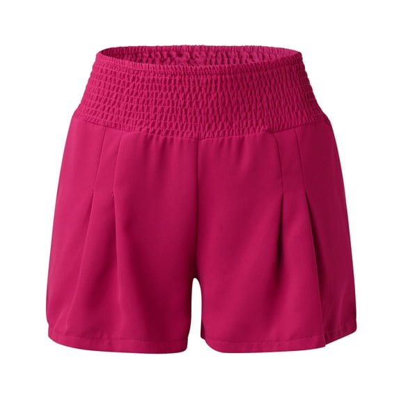 Vedolay Women's Summer High Elastic Waist Solid Color Fashion Shorts,Hot Pink M