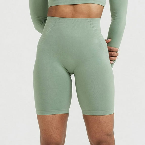 Vedolay Women's Summer High Waist Yoga Workout Solid Color Short,Mint Green XL