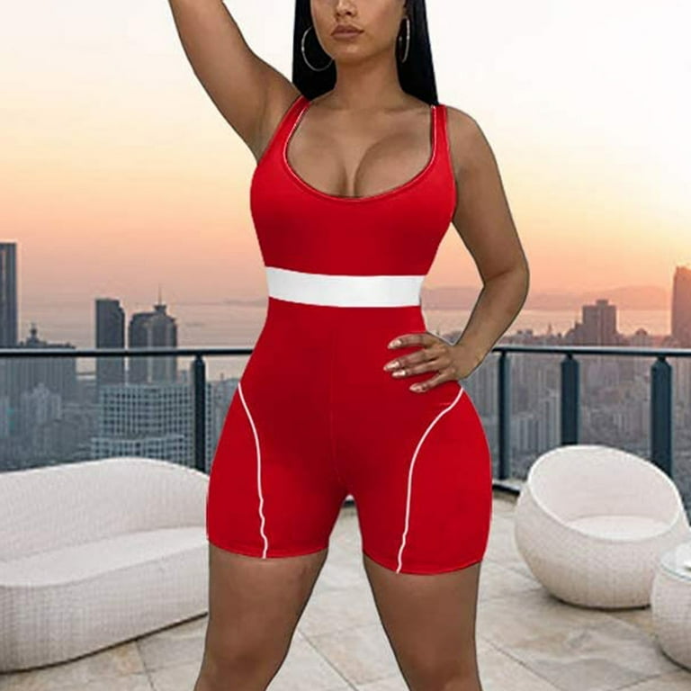 Red low cut 2025 jumpsuit