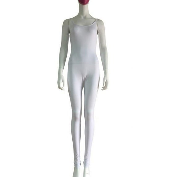 Vedolay Women's Summer Sleeveless O-Neck Rompers Solid Color Tight Jumpsuits,White L