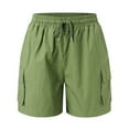 thumbnail image 1 of Vedolay Women's Summer Solid Color Drawstring Elastic Waist Shorts with Pockets,Green XXL, 1 of 5