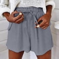 thumbnail image 1 of Vedolay Women's Summer Solid Color Drawstring High Waist Casual Shorts,Gray 3XL, 1 of 5