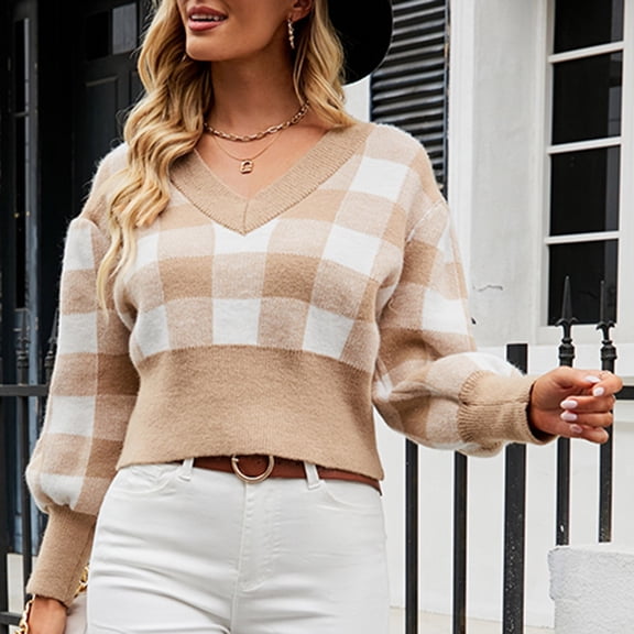 Vedolay Women's Sweater 2023 Long Sleeve Ribbed Knit Loose Oversized Pullover Sweaters,Khaki S