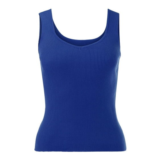 Vedolay Women's Sweater Vests Women's Square Neck Sweater Vest Wide Strap Knit Sleeveless Tank Top,Blue M