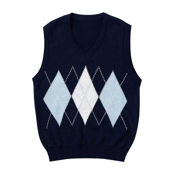 Vedolay Women's Sweater Vests Women's Vintage Sleeveless Knit Sweater Vest Neck Tank Tops,Blue L