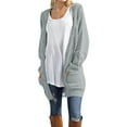 thumbnail image 1 of Vedolay Women's Sweaters Draped Open Front Cropped Cardigan Long Sleeve Knit Outwear Gray,M, 1 of 5