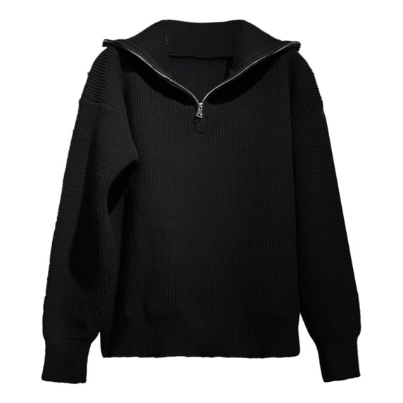 Vedolay Women's Sweaters Womens 2023 Lantern Long Sleeve Crewneck Casual Solid Color Ribbed Pullover Sweater,Black One Size