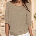 thumbnail image 1 of Vedolay Women's Sweaters Womens Crewneck Sweater 2023 Fall Oversized Side Slit Ribbed Knit Pullover Tops,Khaki XXL, 1 of 5
