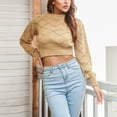 thumbnail image 1 of Vedolay Women's Sweaters Womens Fall Striped Oversized 2023 Pullovers Sweaters Casual Knit Tops,Khaki M, 1 of 5