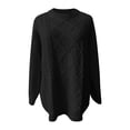 thumbnail image 1 of Vedolay Women's Sweaters Womens Long Sleeve Tops Waffle Knit Fashion Cropped Casual V Neck Top,Black L, 1 of 4