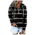 thumbnail image 1 of Vedolay Women's T Shirts Womens Tops Long Sleeve Loose Pullover Casual Ladies Solid Striped Crewneck Sweatshirts,Black S, 1 of 4