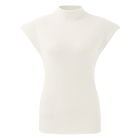 Vedolay Women's Tank Tops Womens Turtleneck Oversized Sleeveless Ribbed Tunic Sweater Vest,White S