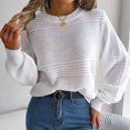 thumbnail image 1 of Vedolay Women's Tops Women's 2023 Lantern Long Sleeve Crewneck Sweater Casual Solid Color Pullover Tops,White L, 1 of 4