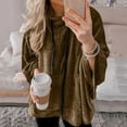 thumbnail image 1 of Vedolay Women's Tops Women's 2023 Oversized Sweatshirt Crew Neck Long Sleeve Casual Slit Sloucthy Pullover Top,Brown L, 1 of 5