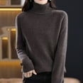 thumbnail image 1 of Vedolay Women's Tops Women's Cropped Turtleneck Sweater Long Sleeve Pullover Cute Tops,Brown XL, 1 of 3
