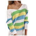 thumbnail image 1 of Vedolay Women's Tops Women's Ribbed Knit Long Lantern Sleeves Crewneck Casual Slim Fit Pullover Sweater,Green M, 1 of 5
