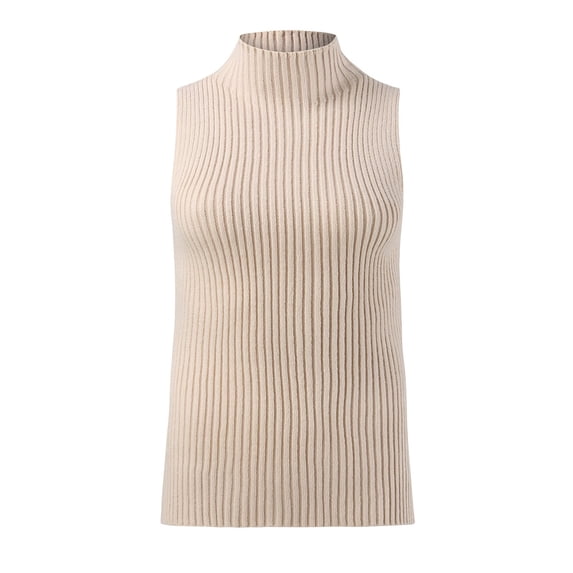 Vedolay Women's Tops Women's Sweater Vest Crew Neck Sleeveless Casual Knit Sweater Tanks,Khaki L