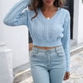 thumbnail image 1 of Vedolay Women's Tops Women's Sweaters 2023 Fall Long Sleeve Crew Neck Striped Oversized Casual Pullover Top,Blue M, 1 of 4
