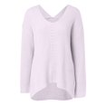 thumbnail image 1 of Vedolay Women's Tops Womens 2023 Trendy Fall Fashion Knit Ribbed Stripe Crop Pullover Sweater,Purple S, 1 of 4
