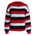 thumbnail image 1 of Vedolay Women's Tops Womens 2023 Trendy Fall Fashion Knit Ribbed Stripe Crop Pullover Sweater,Red S, 1 of 4