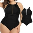 thumbnail image 1 of Vedolay Women's Tummy Control One Piece Swimsuits Halter Bathing Suits,Black XL, 1 of 4