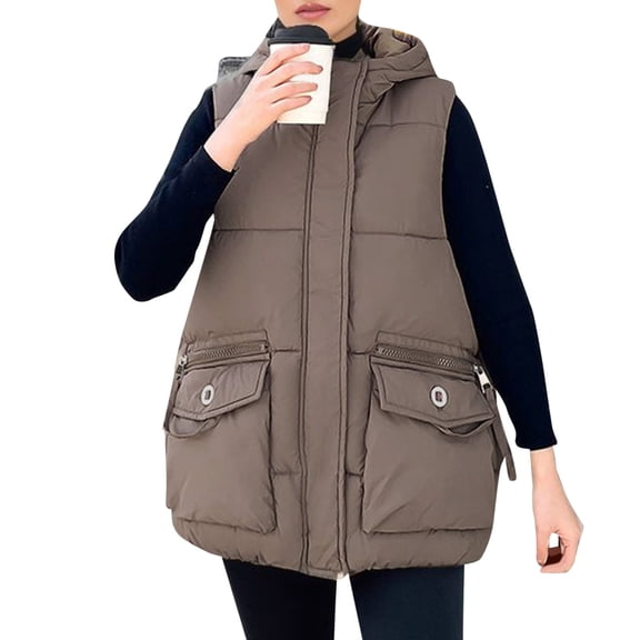 Vedolay Women's Winter Coats Hooded Coats Warm Cardigan Jackets Loose Outwear Coffee,XL