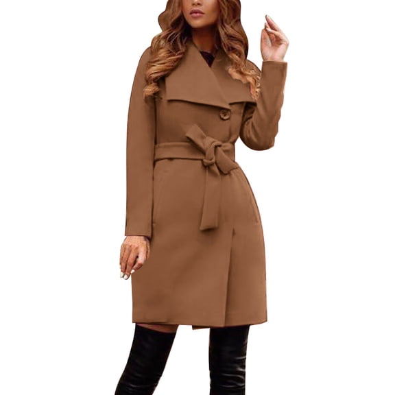 Vedolay Women's Winter Coats Ladies Slim Fit Winter Work Open Front Fall Coat Khaki,M