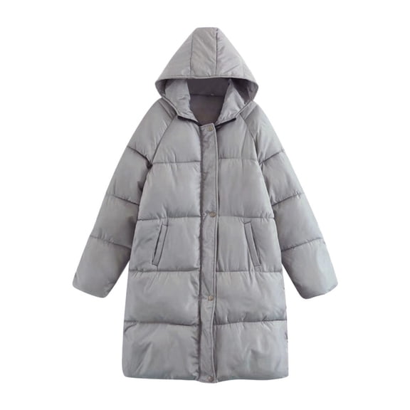 Vedolay Women's Winter Coats Outerwear Jacket Winter Long Hooded Parka Jacket Grey,L