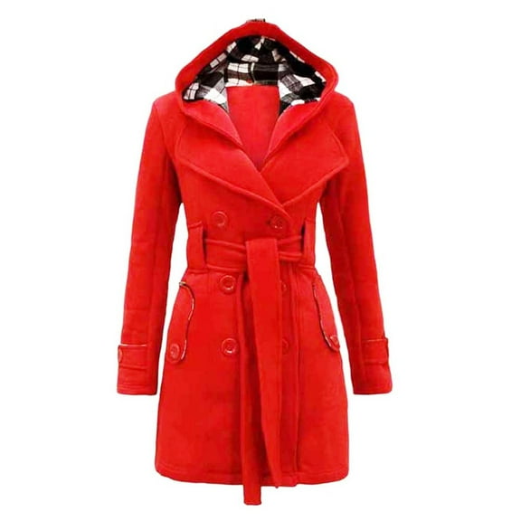 Vedolay Women's Winter Warm Coats Winter Long Sleeve Zip Up Hooded Hoodie Jacket Red,S