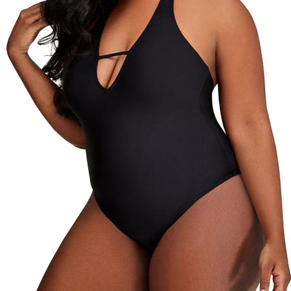 Vedolay Womens 1 Piece Summer Fashion Plus Size Solid Color Swimsuits,Red,Black XL/XXL/XXXL