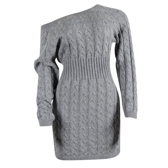Vedolay Womens 2023 Dresses Women's 2023 Fall Long Lantern Sleeve Oversized Pullover Sweater Dress,Gray M