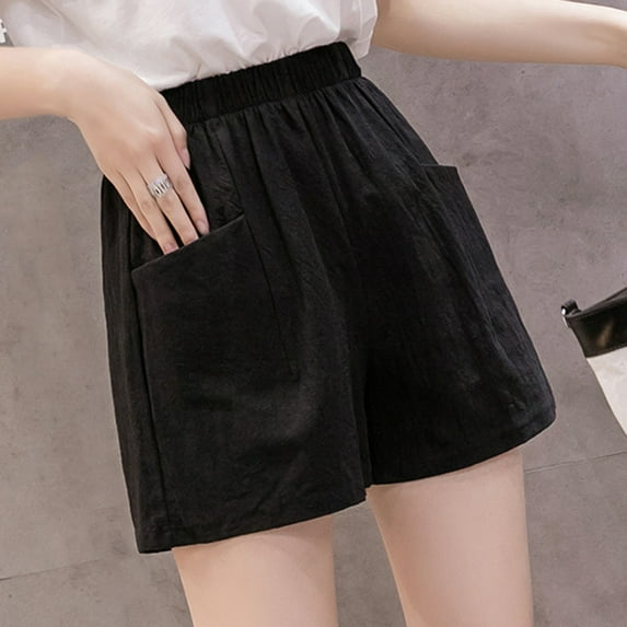 Vedolay Womens 2023 Summer Wide Leg thin High Waist Casual Loose Shorts,Black XXL