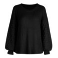 thumbnail image 1 of Vedolay Womens 2023 Sweaters Women's 2023 Pullover Sweaters Long Sleeve Knit Lightweight Crew Neck Fall Tops,Black XL, 1 of 4
