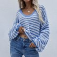 thumbnail image 1 of Vedolay Womens 2023 Sweaters Women's Fall Sweaters Round Neck Striped Cute Winter Pullover Sweaters,Blue M, 1 of 5
