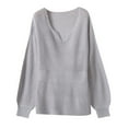thumbnail image 1 of Vedolay Womens 2023 Sweaters Womens Crew Neck Sweater 2023 Long Sleeve Solid Color Casual Knitted Pullover Tops,Gray XXL, 1 of 3