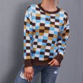thumbnail image 1 of Vedolay Womens 2023 Sweaters Womens Fall Winter Casual Puff Sleeve Crew Neck Loose Soft Pullover Sweater,Blue S, 1 of 5