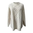 thumbnail image 1 of Vedolay Womens 2023 Sweaters Womens Oversized Casual Crew Neck Long Sleeve Lightweight Knit Sweater,White S, 1 of 4