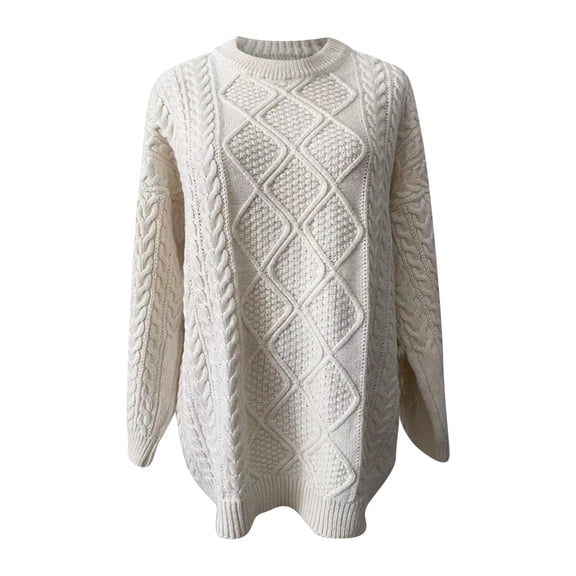 Vedolay Womens 2023 Sweaters Womens Oversized Casual Crew Neck Long Sleeve Lightweight Knit Sweater,White S