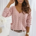 thumbnail image 1 of Vedolay Womens 2023 Sweaters Womens Striped Sweater 2023 Long Sleeve Ribbed Knit Loose Oversized Pullover Tops,Pink M, 1 of 5