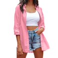thumbnail image 1 of Vedolay Womens Button Down Shirts 2023 3/4 Sleeve Shirts for Women Tunic Tops Pink,XL, 1 of 5