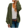 thumbnail image 1 of Vedolay Womens Cardigan Sweaters 2023 Fall Sweater Cardigan Knit Ribbed Jacket Outwear Green,One Size, 1 of 5