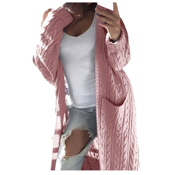 Vedolay Womens Cardigan Sweaters Button Down Crew Neck Sweater Knit Cardigan Long Sleeve Pink,XL
