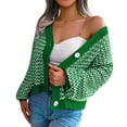 thumbnail image 1 of Vedolay Womens Cardigan Sweaters Casual Cardigan Long Sleeve Knitted Sweater Green,S, 1 of 5