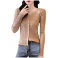 thumbnail image 1 of Vedolay Womens Cardigan Sweaters Casual Sweater Tops Knit Cardigan Slim Long Sleeve Coat Khaki,One Size, 1 of 5