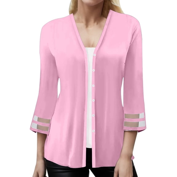 Vedolay Womens Cardigan Sweaters Knit Button Cardigan Long Sleeve Thick Open Front Sweater Pink,S