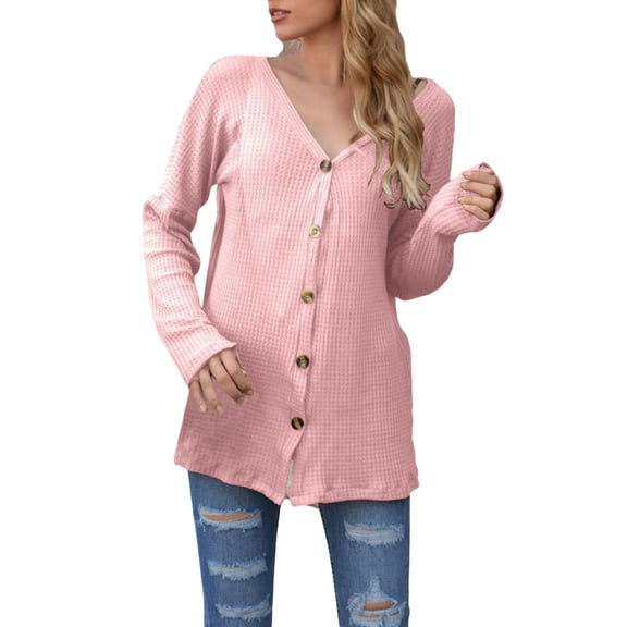 Vedolay Womens Cardigans Lightweight Cropped Cardigan Open Front Button Down Loose Knit Sweater Coat Pink,2XL